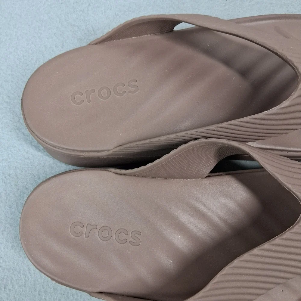 Crocs Brooklyn Flip Flop Platform Sandal Casual Womens Size 10 Mauve Brown
